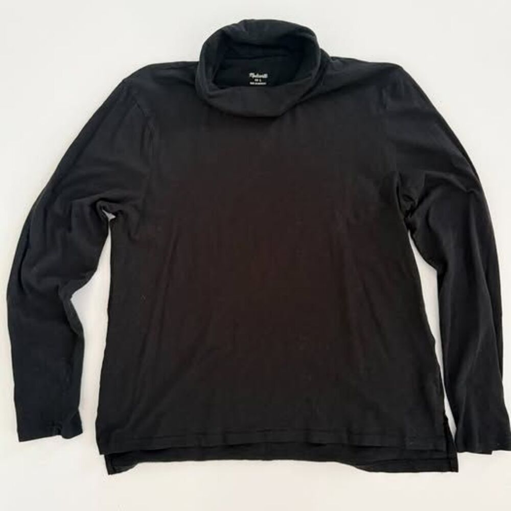 Madewell‎ Black Whisper Cotton Turtleneck Long Sleeve Tee Shirt Size Large L
